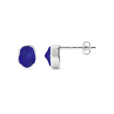 natural lapis lazuli rough shape stud earrings