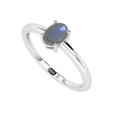 labradorite oval cab stackable prong-set ring