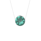natural green-tourmaline round shape pendant necklace