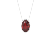natural red-garnet oval shape pendant necklace