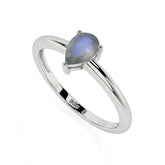 labradorite pear cut stackable prong-set ring