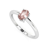 rose quartz oval cut stackable prong-set ring