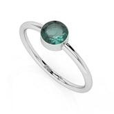 green tourmaline round cut stackable bezel-set ring