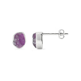 natural amethyst rough shape stud earrings