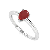 red garnet pear cab stackable prong-set ring