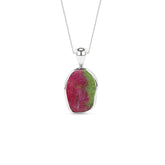 natural ruby-zoisite rough shape pendant necklace