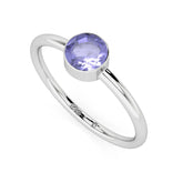 tanzanite round cut stackable bezel-set ring