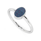 titanium druzy oval cab stackable bezel-set ring