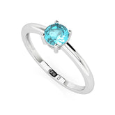 paraiba apatite round cut stackable prong-set ring
