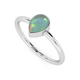ethiopian opal pear cab stackable bezel-set ring