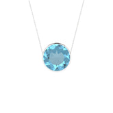natural swiss-blue-topaz round shape pendant necklace