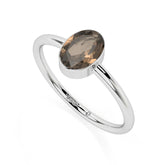 smoky quartz oval cut stackable bezel-set ring