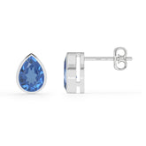 natural kyanite pear shape stud earrings