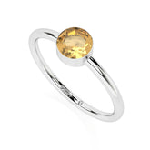 citrine round cut stackable bezel-set ring