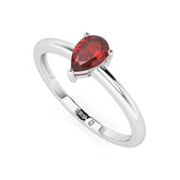 red garnet pear cut stackable prong-set ring