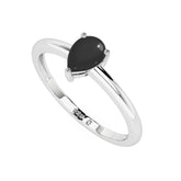 black onyx pear cab stackable prong-set ring