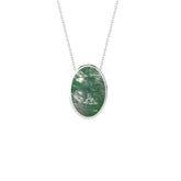 natural green-moonstone oval shape pendant necklace