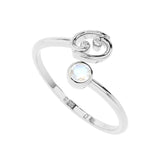 cancer zodiac ring with natural rainbow moonstone