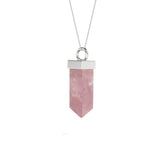 natural rose-quartz pentagon shape pendant necklace