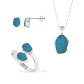 neon-apatite rough shape stackable bezel Jewelry set