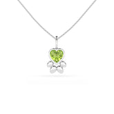 natural peridot paw shape pendant necklace