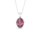 natural pink-tourmaline oval shape pendant necklace