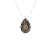 natural smoky-quartz pear shape pendant necklace