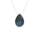 natural azurite-malachite pear shape pendant necklace