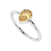 citrine pear cut stackable bezel-set ring