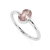 rose quartz oval cut stackable bezel-set ring