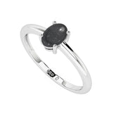 shungite oval cab stackable prong-set ring