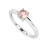 rose quartz round cut stackable prong-set ring