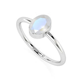 rainbow moonstone oval cut stackable bezel-set ring