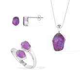 amethyst rough shape stackable bezel Jewelry set