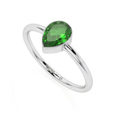 chrome diopside pear cut stackable bezel-set ring