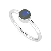 labradorite round cab stackable bezel-set ring