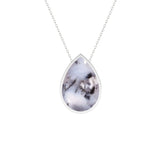 natural dendritic-opal pear shape pendant necklace