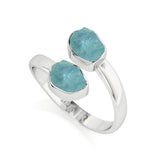 aquamarine rough shape stackable bezel-set ring