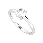 white topaz round cut stackable prong-set ring