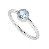 aquamarine round cut stackable bezel-set ring