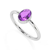 amethyst oval cut stackable bezel-set ring