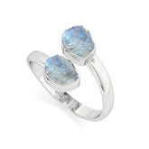 rainbow-moonstone rough shape stackable bezel-set ring