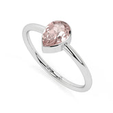 rose quartz pear cut stackable bezel-set ring