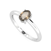 smoky quartz oval cut stackable prong-set ring