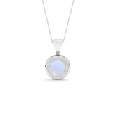 natural rainbow-moonstone round shape pendant necklace