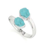 turquoise rough shape stackable bezel-set ring
