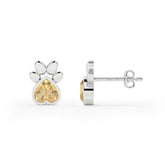 natural citrine heart shape stud earrings