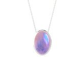 natural pink-moonstone oval shape pendant necklace