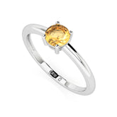 citrine round cut stackable prong-set ring