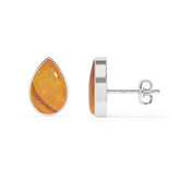 natural amber pear shape stud earrings
